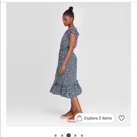 NEW Universal Thread Blue Ruffle MIDI Dress - Picture 3 of 8